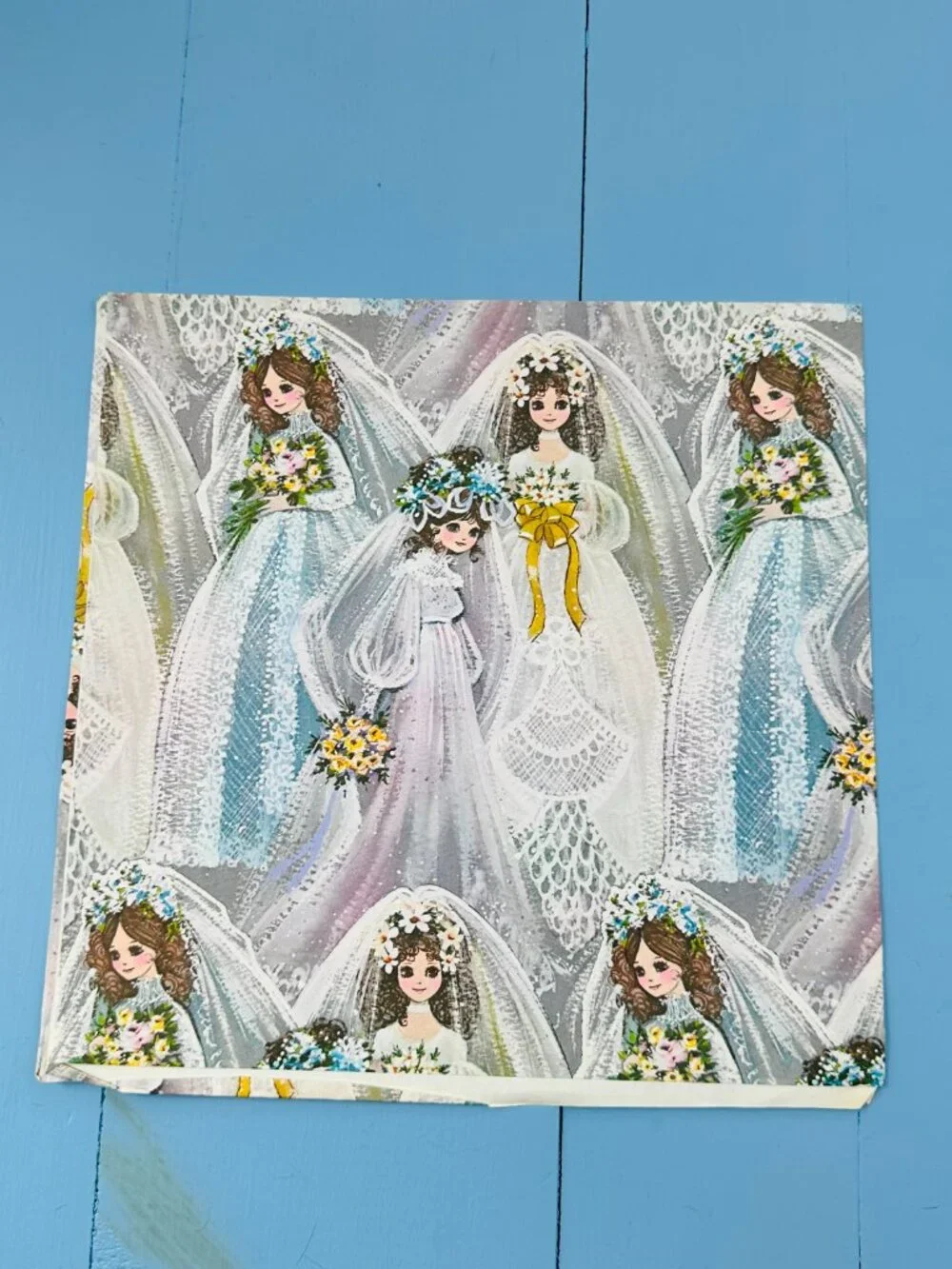 Vintage 1970s Bridal Wrapping Paper, Bridal Shower Decor,  Retro Bride Ephemera